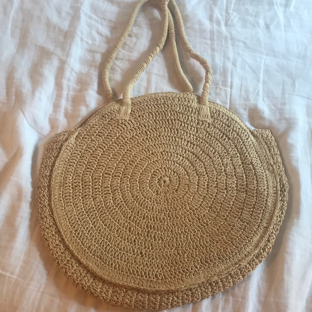 Large straw beach tote bag